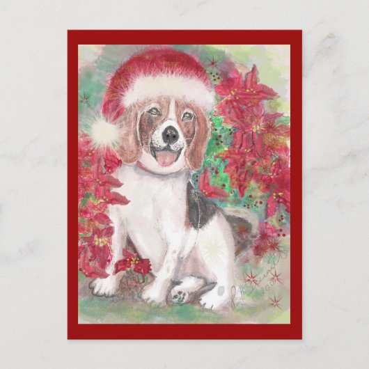Santa Beagle Christmas card Feestdagenkaart (Voorkant)