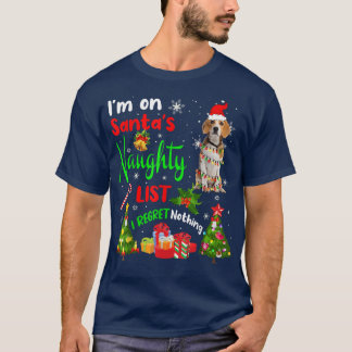Santa Beagle Ik sta op de kerstboom op de Naughty  T-shirt