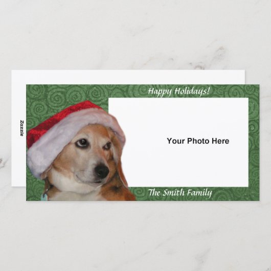 Santa Beagle Kaart voor kerstmis (Voorkant / Achterkant)