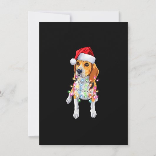 Santa Beagle Kerstlichten Kersthondliefhebber  Kaart (Voorkant)
