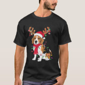 Santa Beagle Kerstverlichting Xmas Hondenliefhebbe T-shirt (Voorkant)