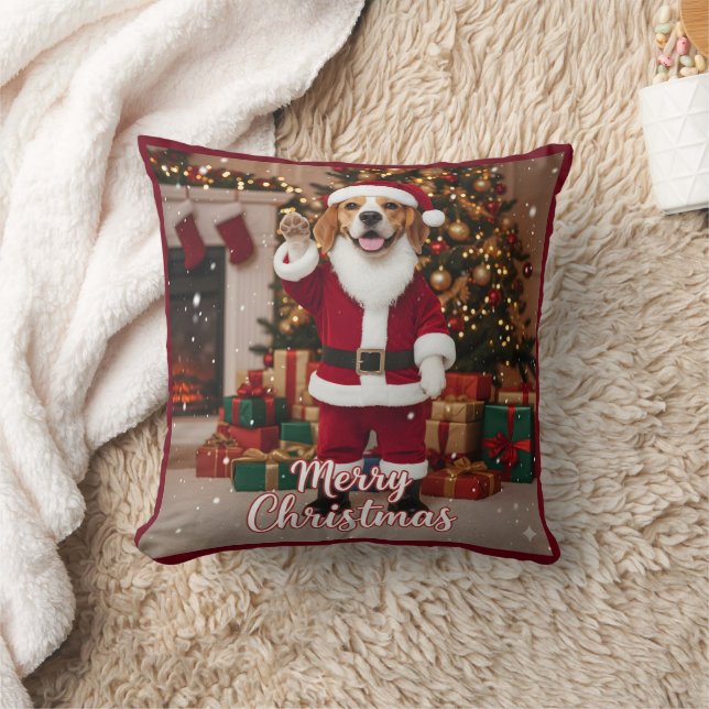 Santa Beagle Prettig Kerstfeest - Beagle Kerstmis  Kussen (Deken)