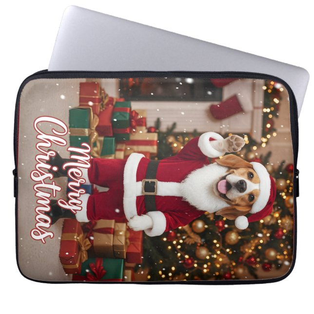 Santa Beagle Prettig Kerstfeest - Beagle Kerstmis  Laptop Sleeve (Voorkant)