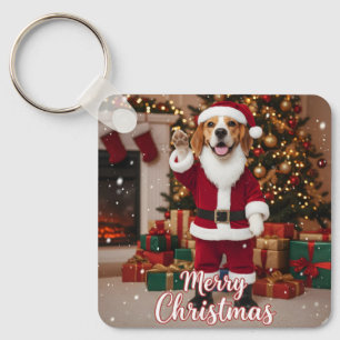 Santa Beagle Prettig Kerstfeest - Beagle Kerstmis Sleutelhanger