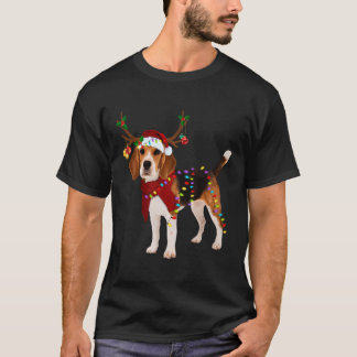 Santa Beagle Reindeer Light-kerstcadeautjes T-shirt