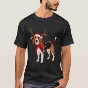 Santa Beagle Reindeer Light-kerstcadeautjes T-shirt