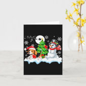 Santa Beagle Snowman Running Friends Christmas Own Kaart (Gele Bloem)