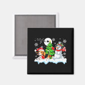 Santa Beagle Snowman Running Friends Christmas Own Magneet (Voorkant / Achterkant)
