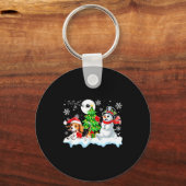 Santa Beagle Snowman Running Friends Christmas Own Sleutelhanger (Voorkant)