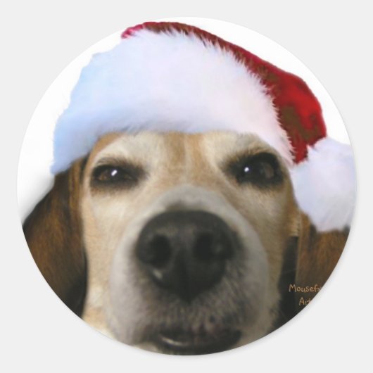 Santa Beagle Sticker (Voorkant)