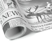 Santa Bear Breaking News Newspaper Christmas Deer Cadeaupapier (Rol Hoek)