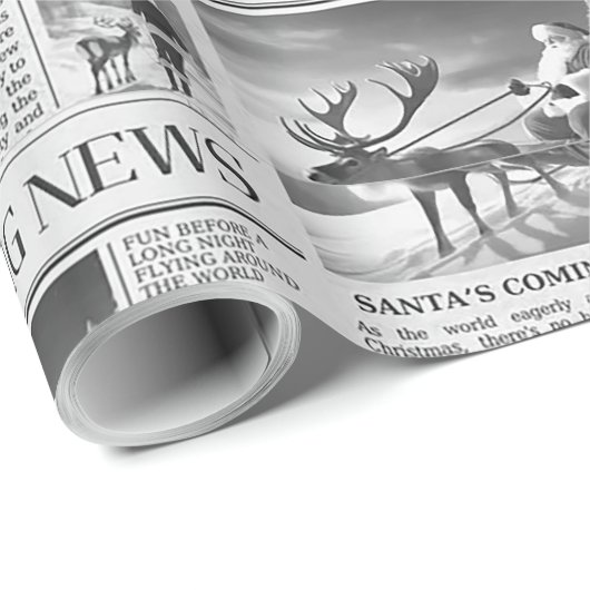 Santa Bear Breaking News Newspaper Christmas Deer Cadeaupapier (Rol Hoek)