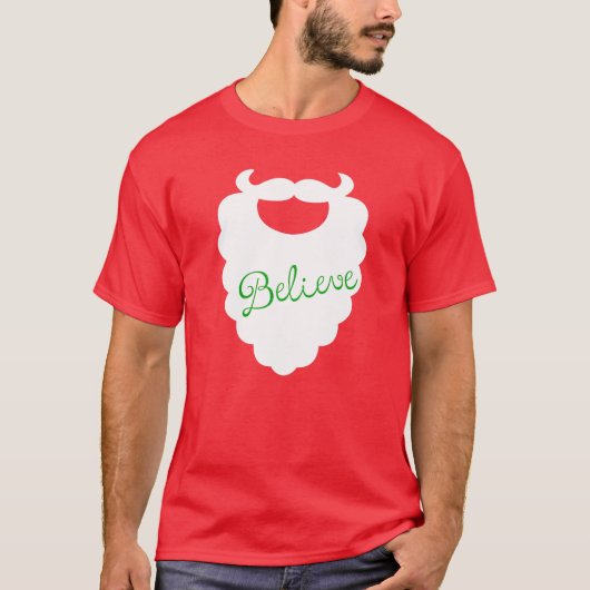 Santa Beard Holiday T-shirt Believe Holiday Design (Voorkant)