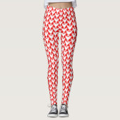 Santa beard patterde rode witte kerst leggings (Voorkant)