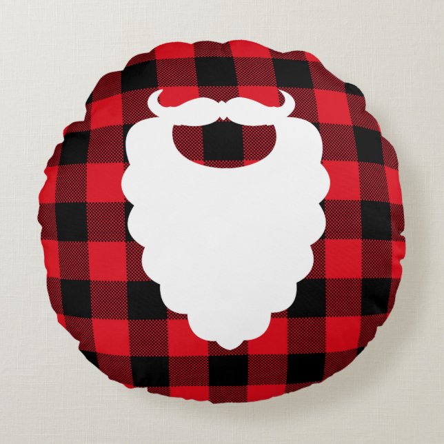 Santa Beard Red Pset Holiday Rond Kussen (Voorkant)