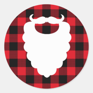 Santa Beard Red Pset Holiday Ronde Sticker