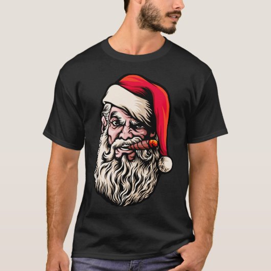 Santa Beard Sigaren Grappige Rookpauze Kerstmis T-shirt (Voorkant)