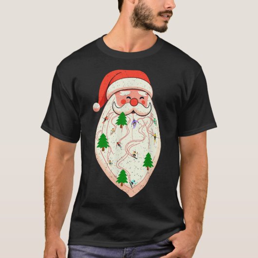Santa Beard Skiing Christmas Ski Xmas Holiday Skii T-shirt (Voorkant)
