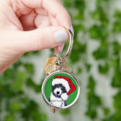 Santa Bearded Collie Gifts Sleutelhanger (Hand)