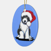 Santa Bearded Collie Oval Ornament (Links)