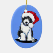 Santa Bearded Collie Oval Ornament (Voorkant)