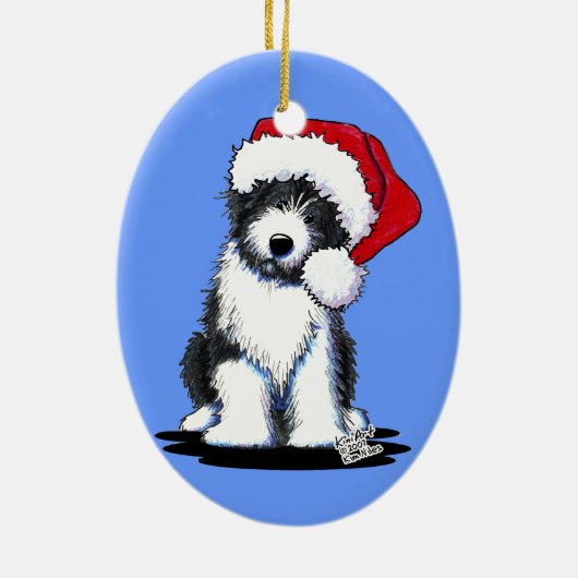 Santa Bearded Collie Oval Ornament (Achterkant)