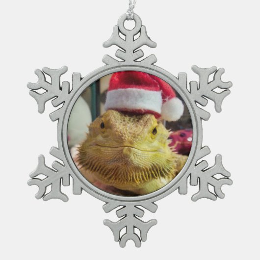 Santa Beardie Tin Sneeuwvlok Ornament (Voorkant)