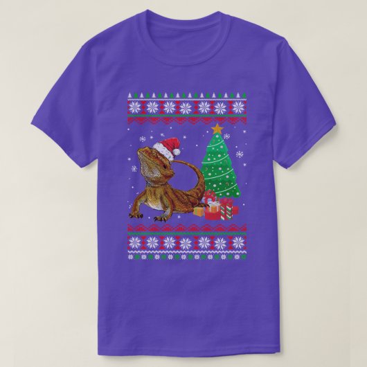 Santa Beared Dragon Kerstmis Ugly Xmas Reptile L T-shirt (Design voorkant)