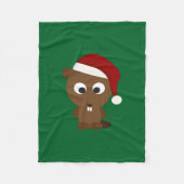 Santa Beaver Fleece Deken (Voorkant)