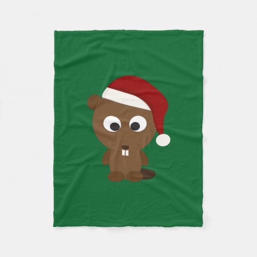 Santa Beaver Fleece Deken (Voorkant)