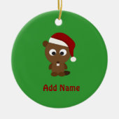 Santa Beaver Keramisch Ornament (Voorkant)