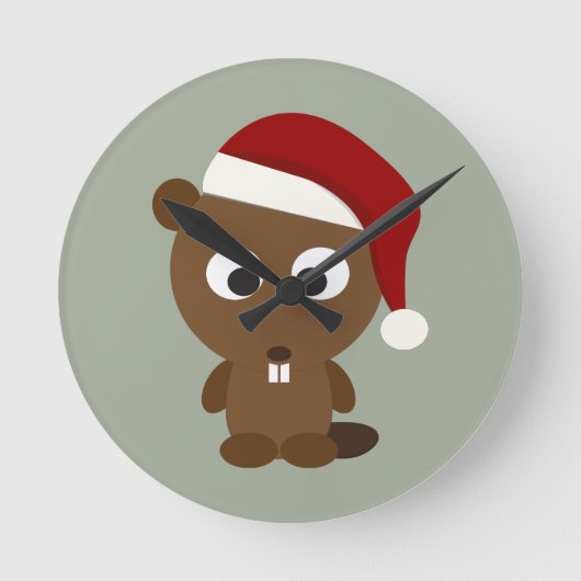 Santa Beaver Ronde Klok (Voorkant)