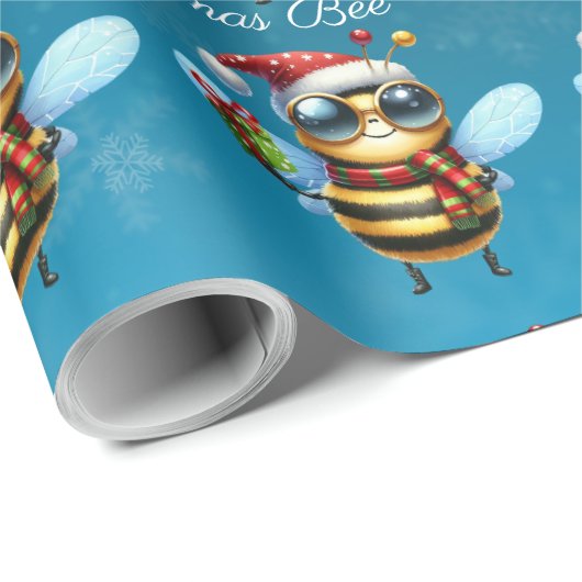 Santa Bee "Oh Christmas Bee" Cadeaupapier (Rol Hoek)