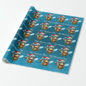 Santa Bee "Oh Christmas Bee" Cadeaupapier (Uitgerold)