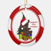 Santa Beer Baby's eerste kerstversiering Keramisch Ornament (Links)