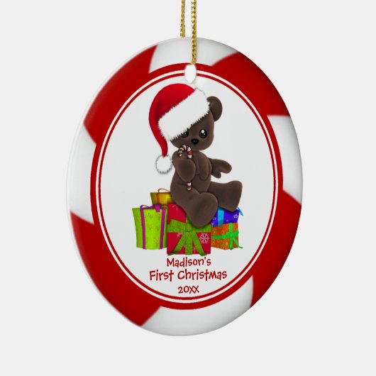 Santa Beer Baby's eerste kerstversiering Keramisch Ornament (Rechts)