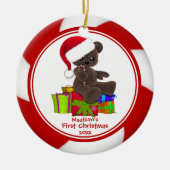 Santa Beer Baby's eerste kerstversiering Keramisch Ornament (Voorkant)