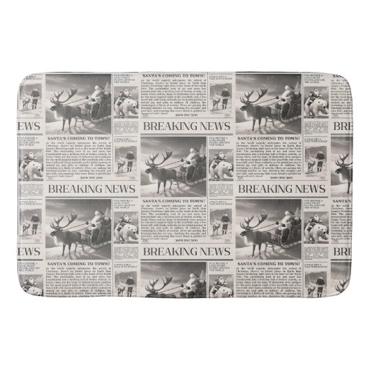 Santa Beer Breaking News Krant Kerstherten Badmat (Voorkant)