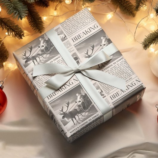 Santa Beer Breaking News Krant Kerstherten Cadeaupapier