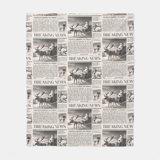 Santa Beer Breaking News Krant Kerstherten Fleece Deken (Voorkant)