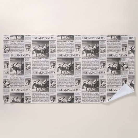 Santa Beer Breaking News Krant Kerstherten Strandlaken (Voorkant)