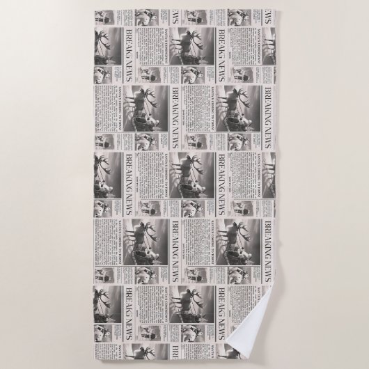 Santa Beer Breaking News Krant Kerstherten Strandlaken (Voorkant)