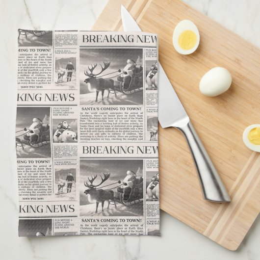 Santa Beer Breaking News Krant Kerstherten Theedoek (Quarter Fold)