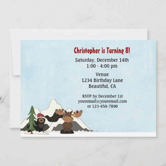 Santa Beer en Holiday Moose Mountain Verjaardag Kaart (Achterkant)