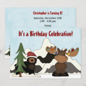 Santa Beer en Holiday Moose Mountain Verjaardag Kaart (Voorkant / Achterkant)