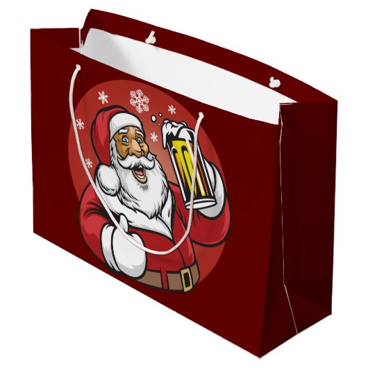 Santa Beer Groot Cadeauzakje (Achterkant Gekanteld)