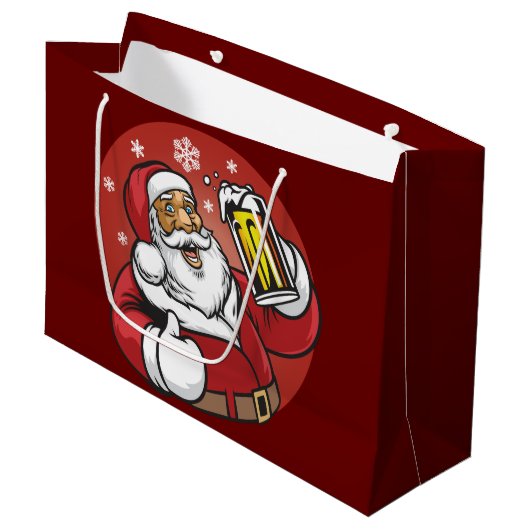 Santa Beer Groot Cadeauzakje (Voorkant Gekanteld)