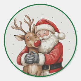 Santa & Beer Heart Ornament – Nu populair Ronde Sticker