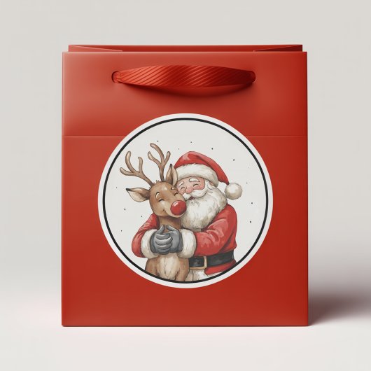 Santa & Beer Heart Ornament – Nu populair Ronde Sticker