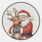 Santa & Beer Heart Ornament – Nu populair Ronde Sticker (Voorkant)